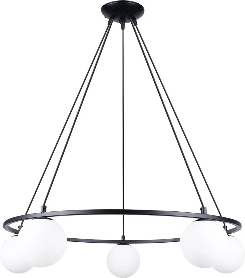 Fehér-fekete függőlámpa üveg búrával Umerta – Sollux