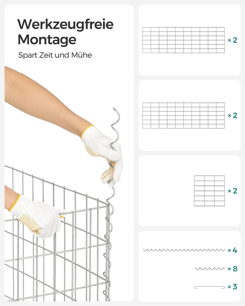 Gabion kosár, fém gabion ketrec 100 x 30 x 30 cm