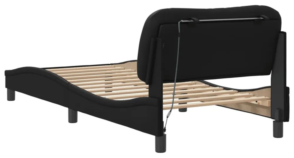 fekete ágykeret LED-ekkel matrac nélkül Hvar 90x190 cm