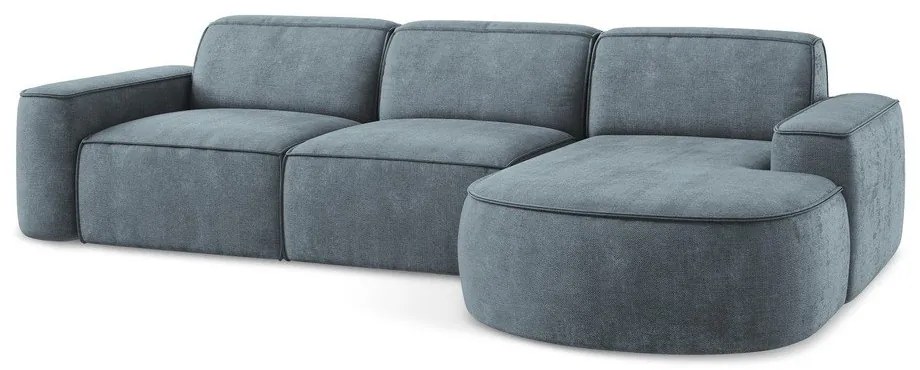 Szürkéskék zsenília sarokkanapé (jobb oldali-heverő résszel) Omao – Makamii