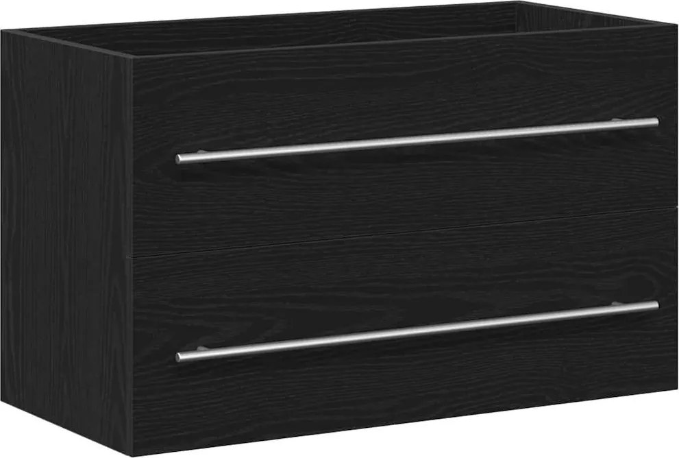 vidaXL fekete tölgy színű szerelt fa mosdószekrény 80 x 38,5 x 48 cm