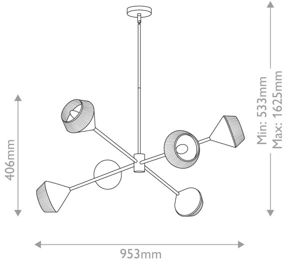 Alora Mood ALM-DAPHNE6-MB - Rudas függeszték DAPHNE 6xE14/40W/230V