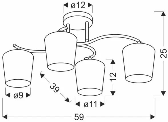 Csillár rúdon ESNYR 4xE27/40W/230V fekete/fehér
