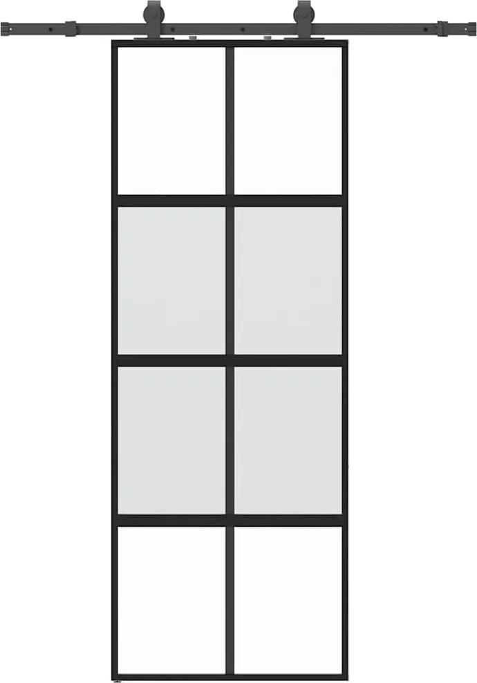 vidaXL fekete edzett üveg tolóajtó fémszerelék szettel 76x205 cm