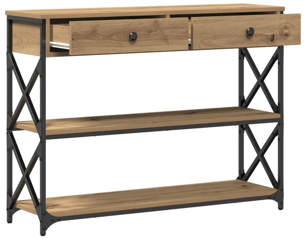 Konferenciához Asztal Kézműves Tölgy 100x28x75 cm Mérnöki Fa és Acél