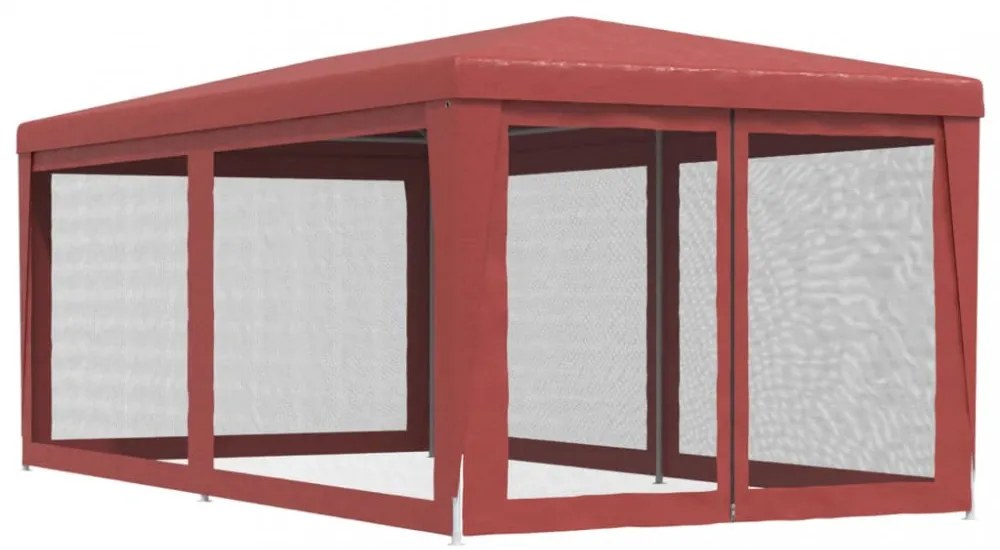 piros HDPE rendezvénysátor 6 hálós oldalfallal 3 x 6 m