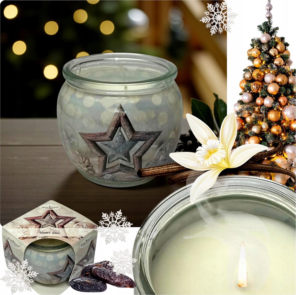 Illatgyertya Vanília Téli Karácsonyi Gyertya 15H Szója Téli