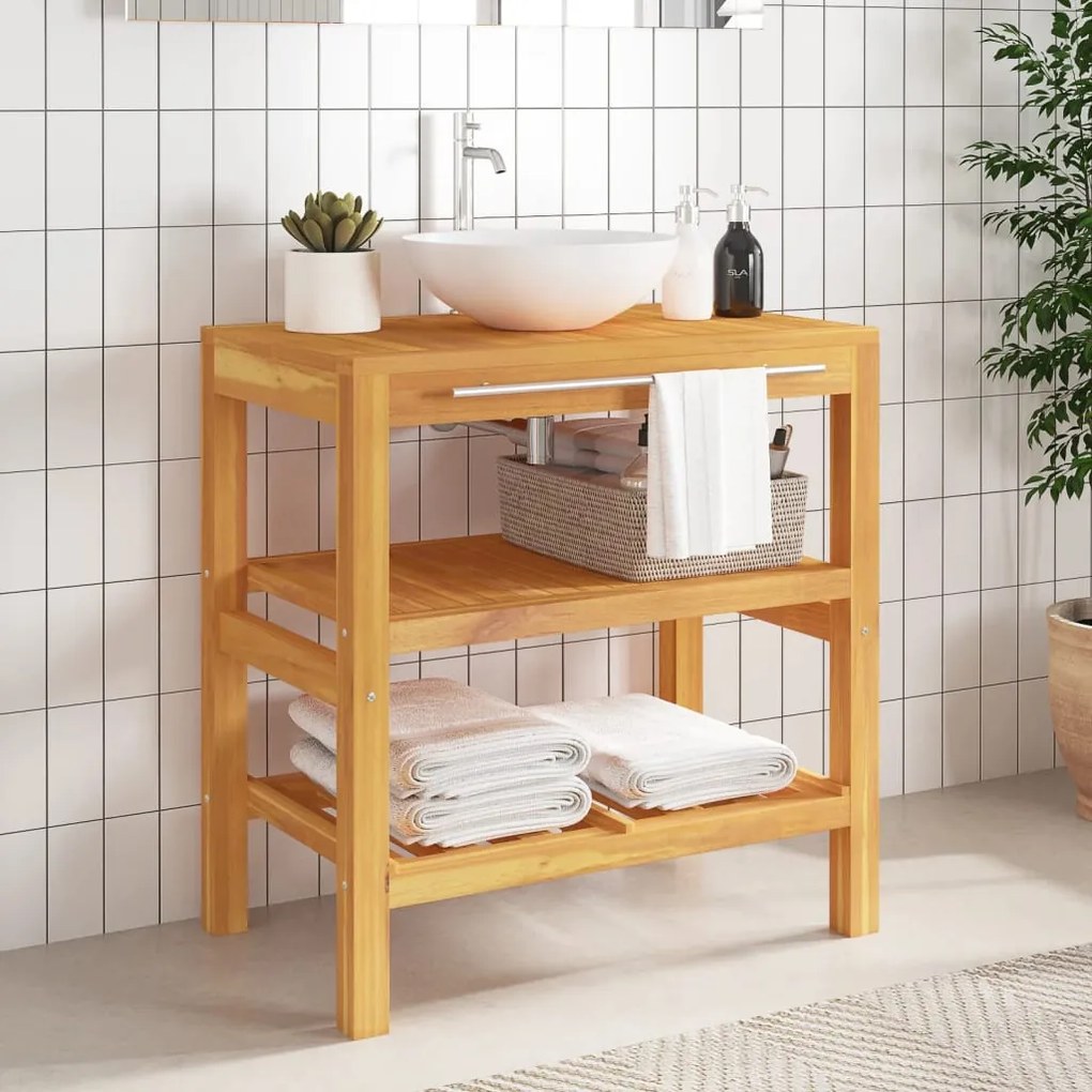 tömör fa fürdőszobai pipereszekrény 2 polccal 74 x 45 x 75 cm