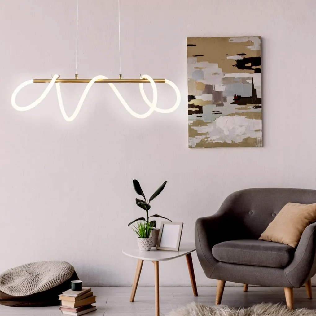 POLUX 327987 EMA Modern Led Függesztett Lámpa Fehér, Arany LED IP20