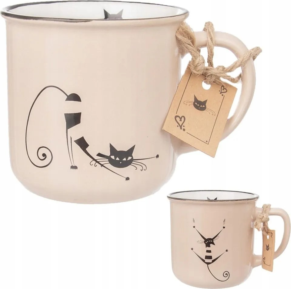 Kerámia bögre Cica Ivófül Kávé Teák Gyógynövények Italok