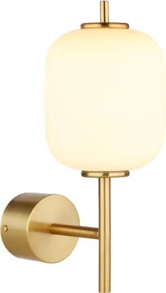 Globo 15217W Fali lámpa fém sárgaréz színű, fehér üveg, fényirány: felfelé, SzxM: 135x325mm, Mélység: 185mm, LED 7W 230V, 779lm forrás, 606lm kimenet, 3000K