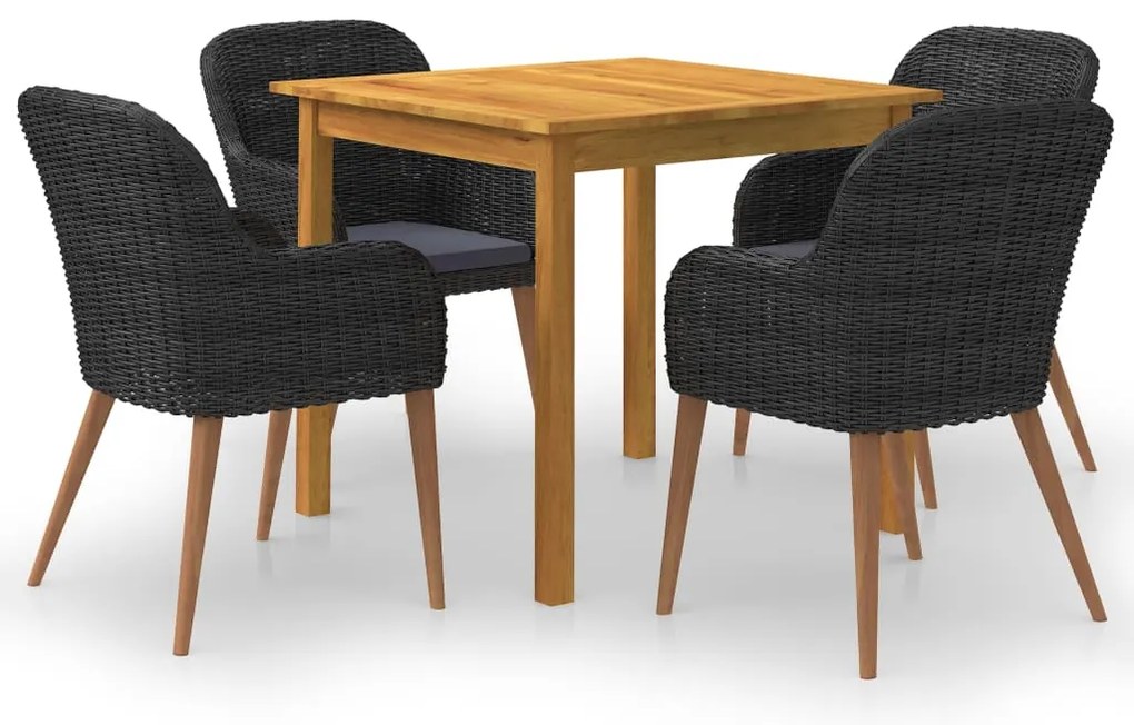 vidaXL 5 részes fekete kerti étkezőgarnitúra