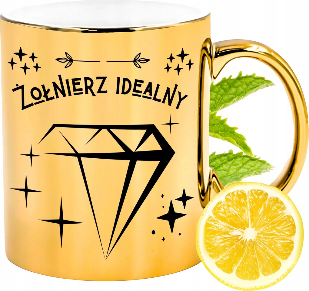 Prémium Arany Csillogó Bögre Katona Ajándék Nyomtatott Fotóval