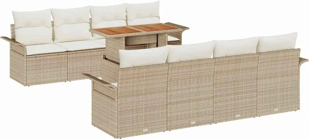 vidaXL Kerti Kanapé Szett párnával 7 pcs Beige és krém polirattan