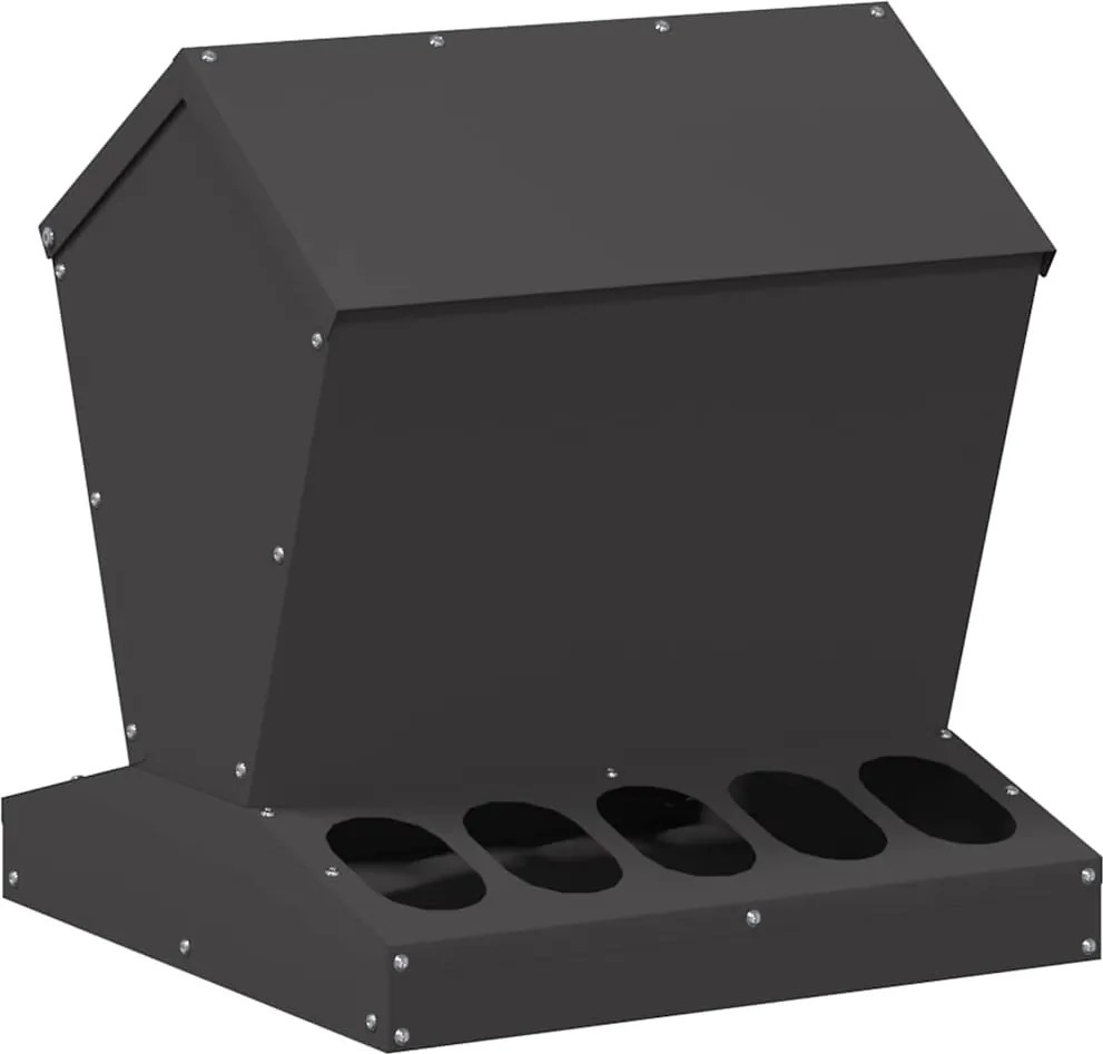 vidaXL Csirke etető Fekete 40 x 40 x 45 cm Hidegen Hengerelt Acél