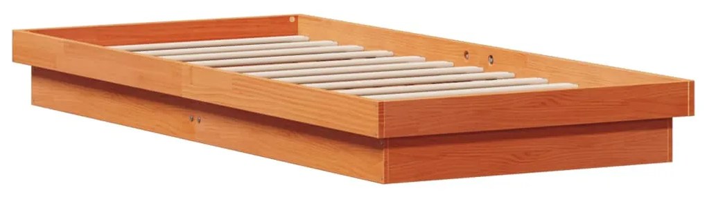 viaszbarna tömör fenyőfa ágykeret LED-világítással 75 x 190 cm