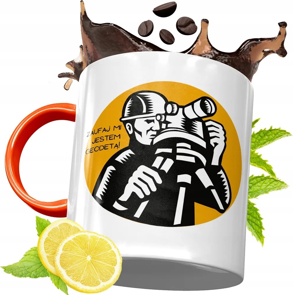 Narancssárga Bögre Földmérőnek Ajándék fényképes nyomtatással