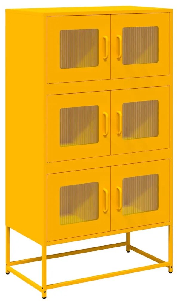 Highboard Mustársárga 68x39x123 cm Acél