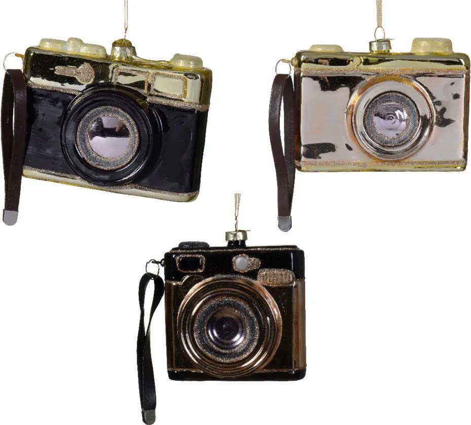 Polaroid üveg karácsonyfadísz 12cm