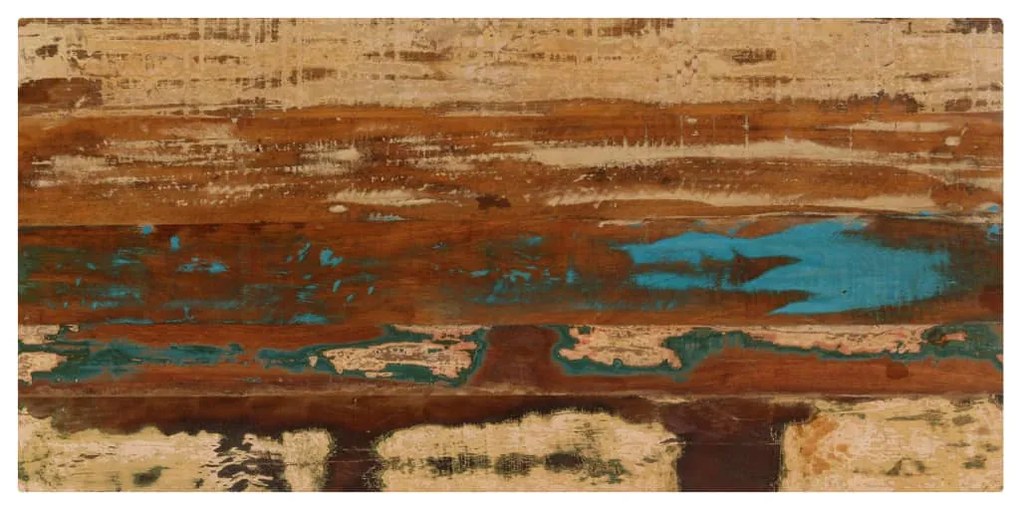 Tömör újrahasznosított fa és acél dohányzóasztal 100x50x35 cm