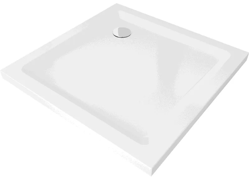 Mexen SLIM - Négyzet alakú zuhanytálca 100x100x5cm + króm szifon, fehér, 40101010