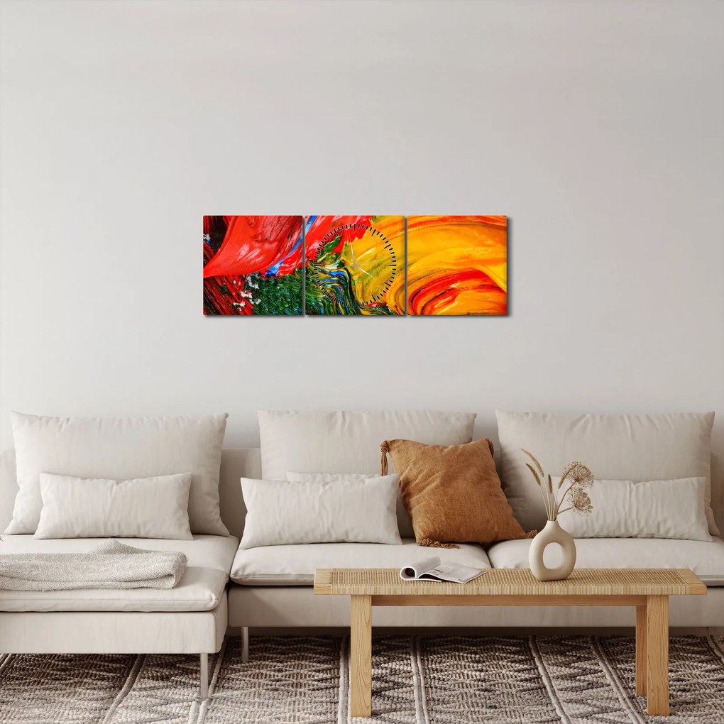 Kép - Kékítő absztrakció ecsettel (órával) (90x30 cm)