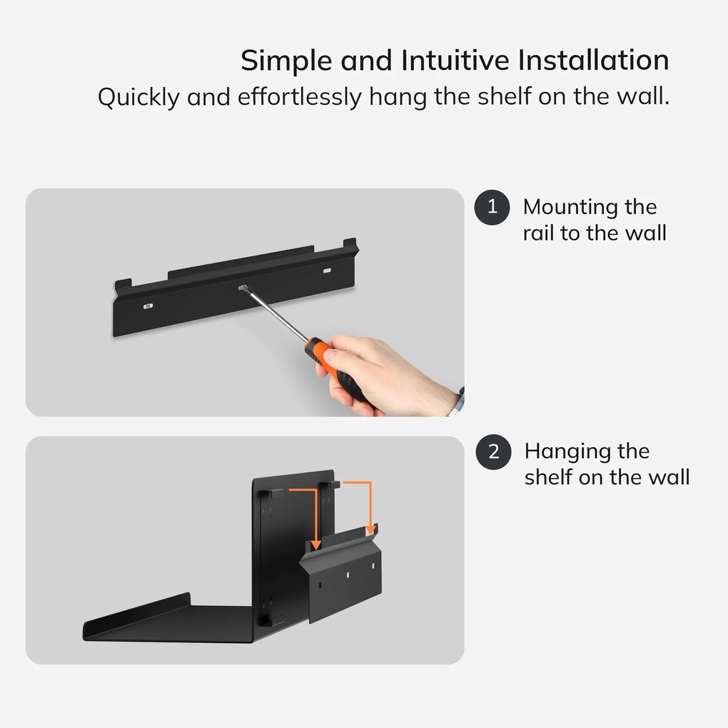 Fali polc JOANNE 400 mm, fekete