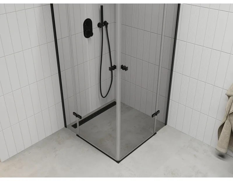 Mexen Roma Duo zuhanykabin 70 x 70 cm, 6mm üveg, átlátszó üveg / fekete profil, 854-070-070-70-00-02