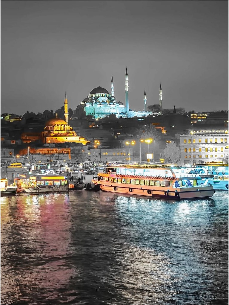 Fotótapéta Isztambul éjszaka Arany szarv Boszporusz város fények 184x254 +ragasztó