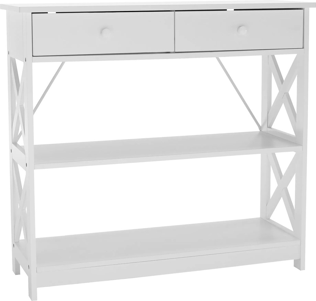 Konzolasztal, fehér, LOMIR