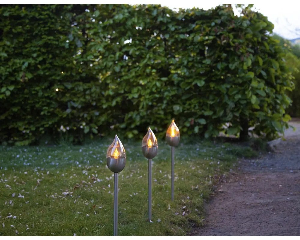 Napelemes LED talajba szúrható kültéri lámpa szett 3 db-os (magasság 40 cm) Olympus – Star Trading