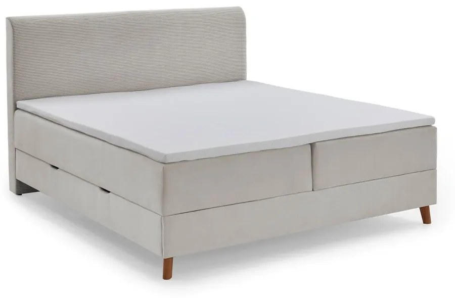 Bézs boxspring ágy tárolóhellyel 160x200 cm Memphis - Meise Möbel