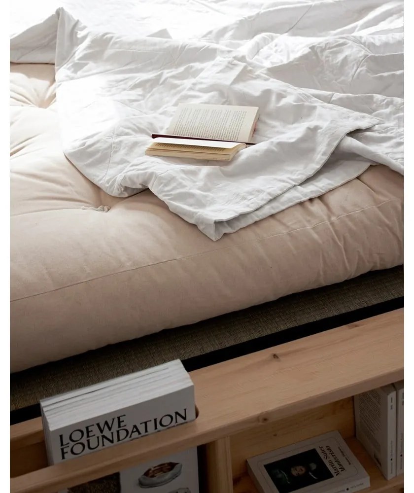 Ziggy fekete kétszemélyes tömörfa ágy tárolóhellyel, 140 x 200 cm - Karup Design