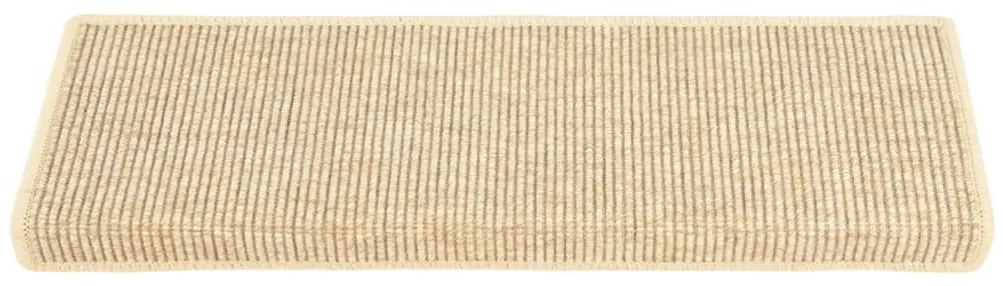 15 db szizál hatású világos bézsszínű lépcsőszőnyeg 65x21x4 cm