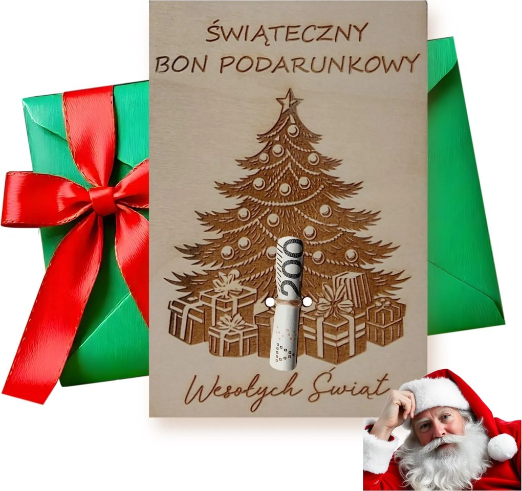 Karácsonyi Képeslap Utalvány Ajándék Karácsonyfa Gravírozás Kívánságok