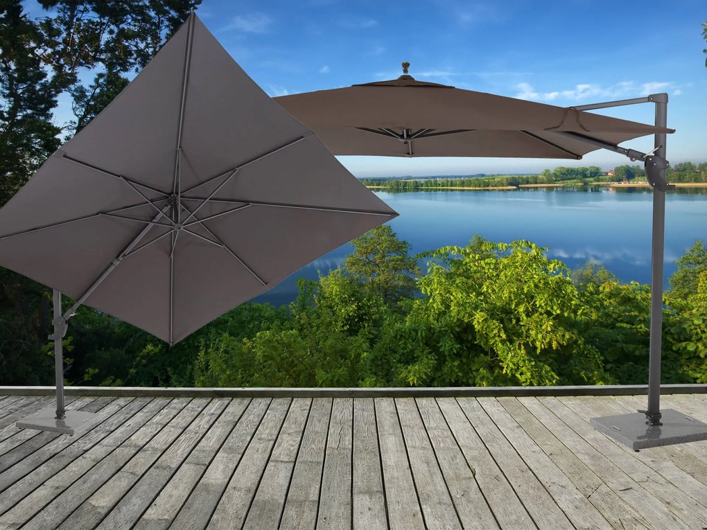 Horizon Premium slnečník 300x300 cm sivohnedý