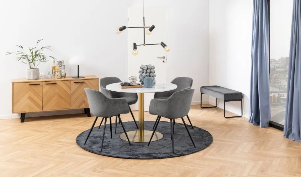 Corby márvány étkezőasztal fehér-arany 105 cm