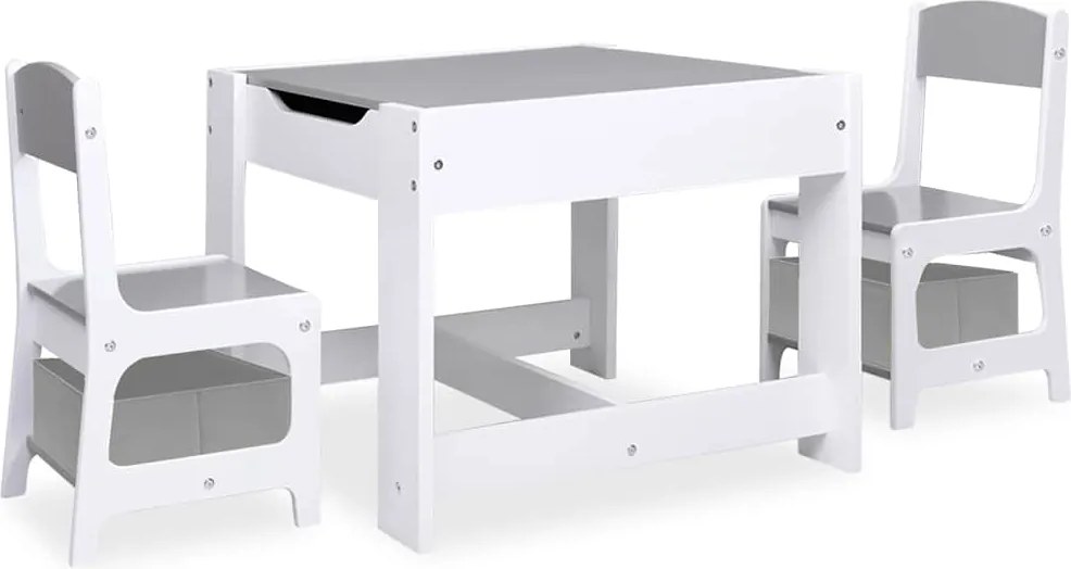 vidaXL fehér MDF gyerekasztal két székkel