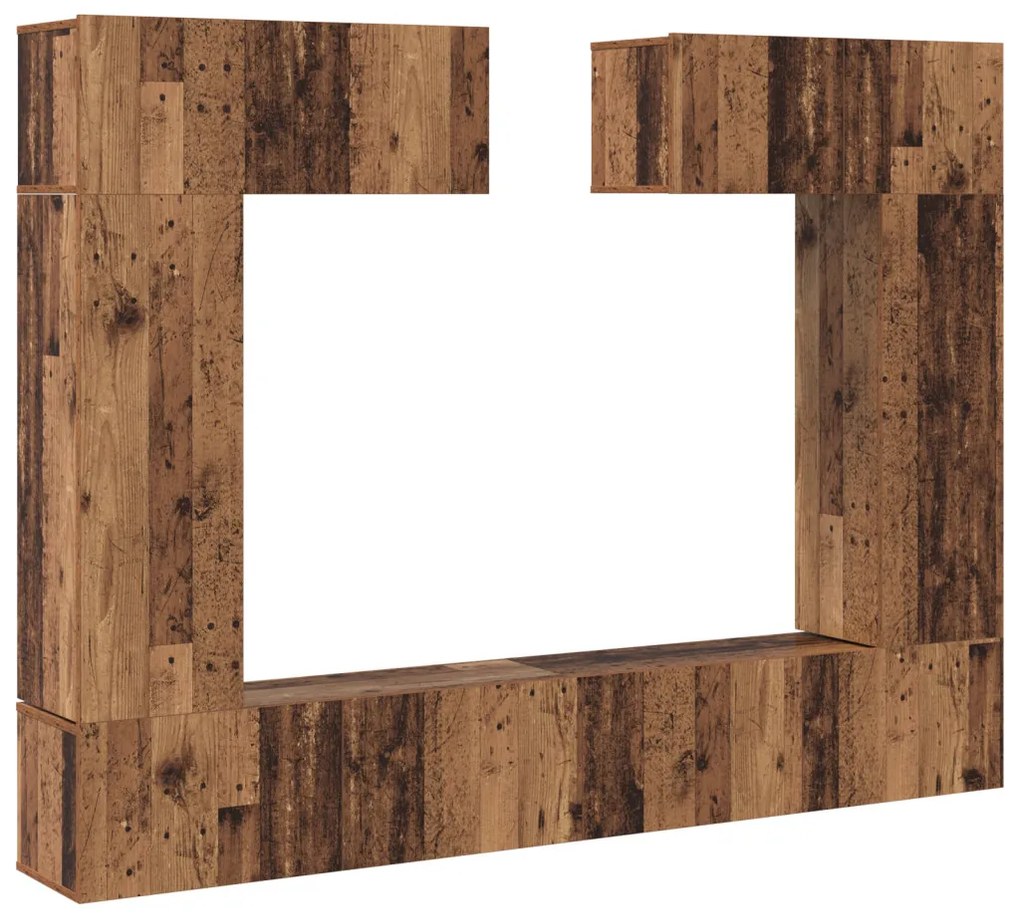 TV Szekrény Szett 6 pcs Régi fa 200 x 30 x 150 cm Faanyag