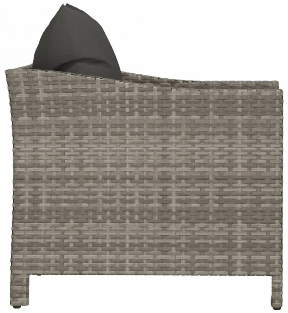 szürke polyrattan kerti fotel párnával