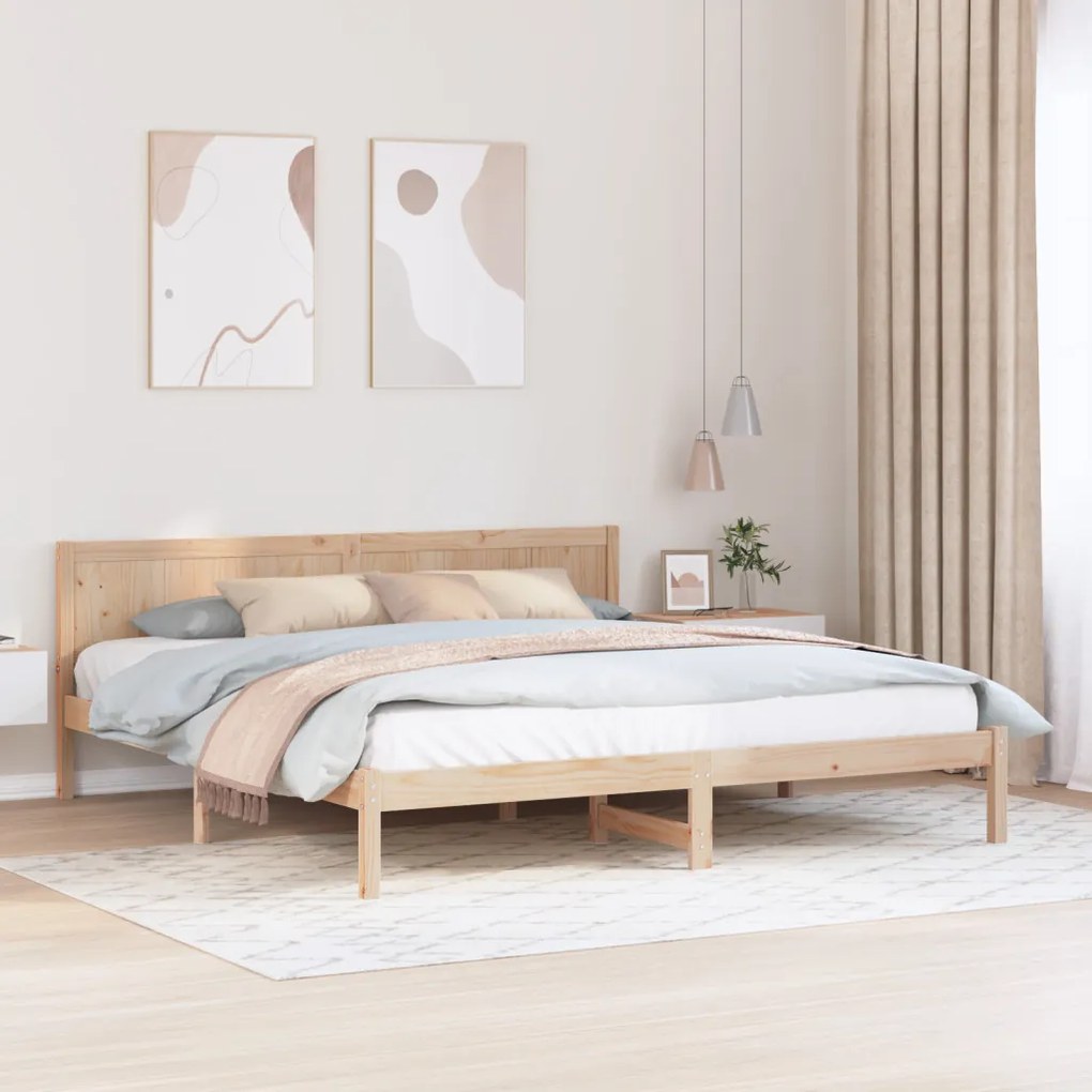 Fenyőfa Ágykeret Természetes fa Tömör fenyőfa 200 x 200 cm Tartós