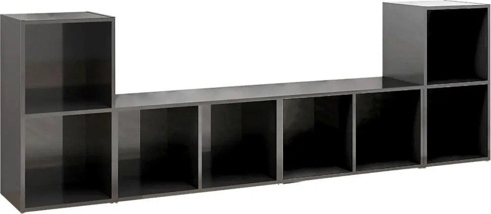 vidaXL 4 db magasfényű szürke szerelt fa TV-szekrény 72 x 35 x 36,5 cm