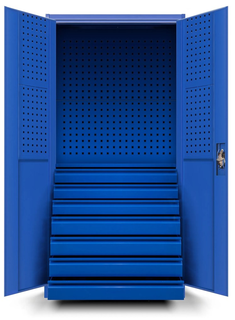 Fém műhelyszekrény fiókokkal DAREK, 920 x 1850 x 500 mm, kék