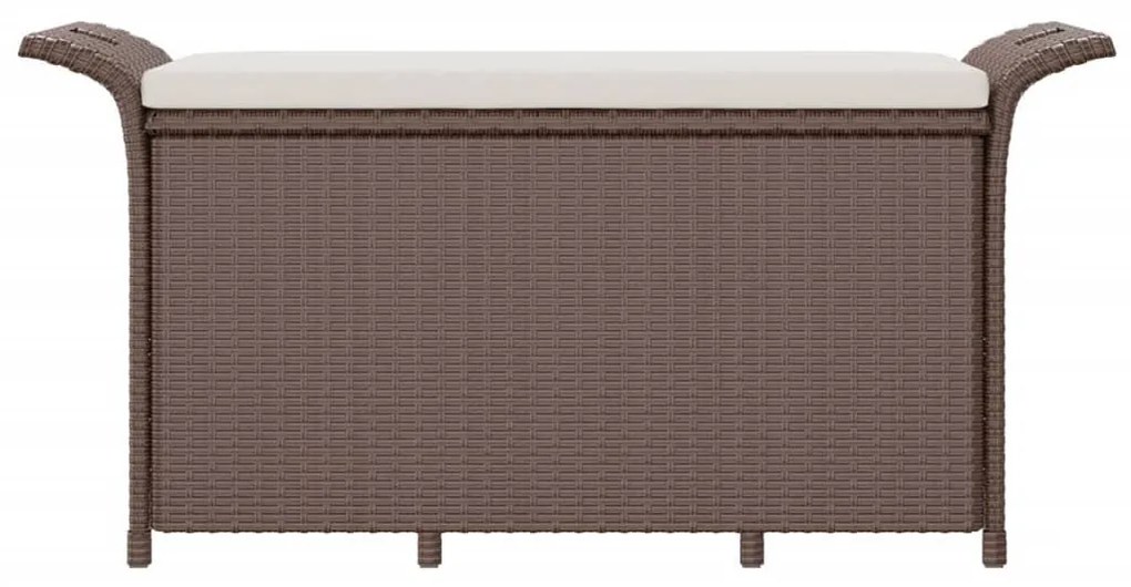 Barna polyrattan kerti pad párnával 116 x 46 x 57 cm