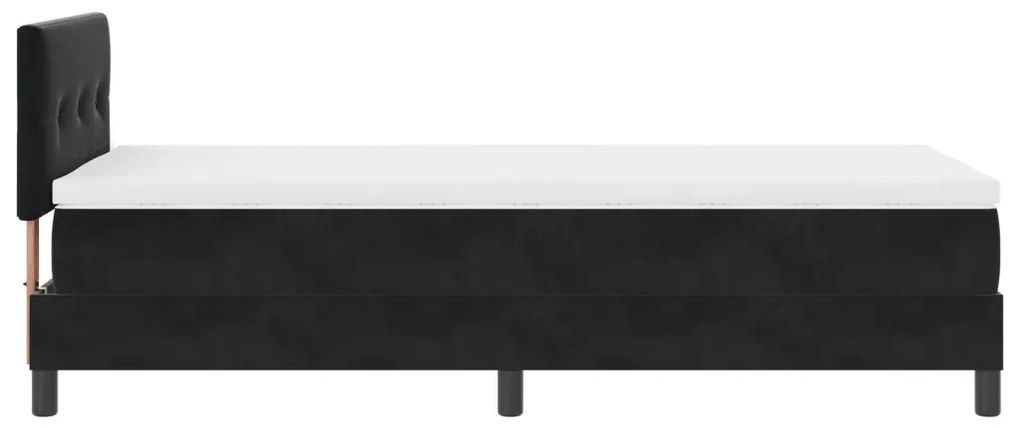 Boxspring Ágy Mattal és LED Fényekkel Fekete 90x200 cm Bársonyos