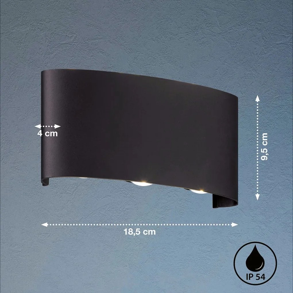 FISCHER&HONSEL 30377 BERLIN Modern Kültéri Fali Lámpa Fekete LED IP54