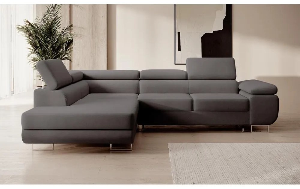 Sarokkanapé Stiletto (B) (világos szürkés fekete + ezüst). 1099708
