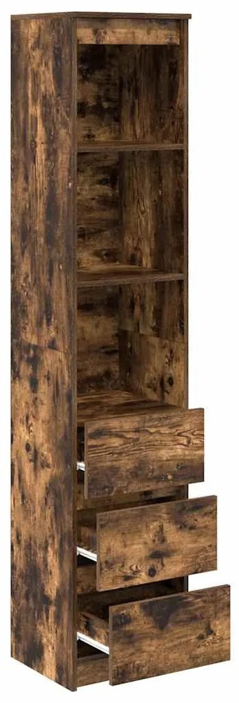 füstös tölgy színű szerelt fa magasszekrény 37,5x35x180 cm