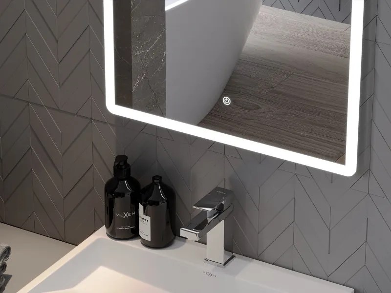 Mexen Navia LED-es, megvilágított fürdőszobai tükör 80 x 60 cm, 6000K, páramentes - 9803-080-060-611-00