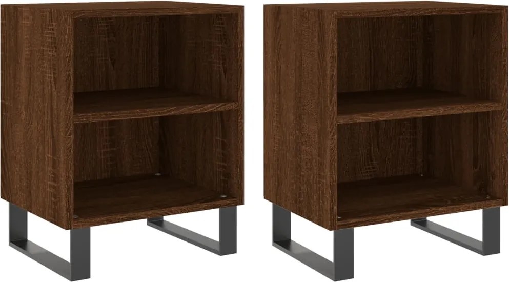 vidaXL 2 db barna tölgyszínű szerelt fa éjjeliszekrény 40x30x50 cm